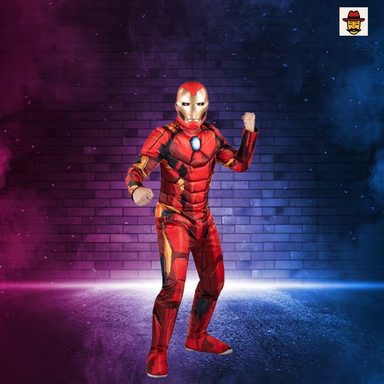 Marvel Iron Man Costume Padded Jumpsuit with 3D Mask and Metallic Details